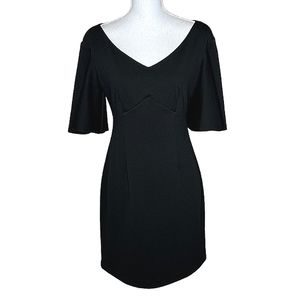 Trina Turk black v-neck dress with short bell sleeves size 6